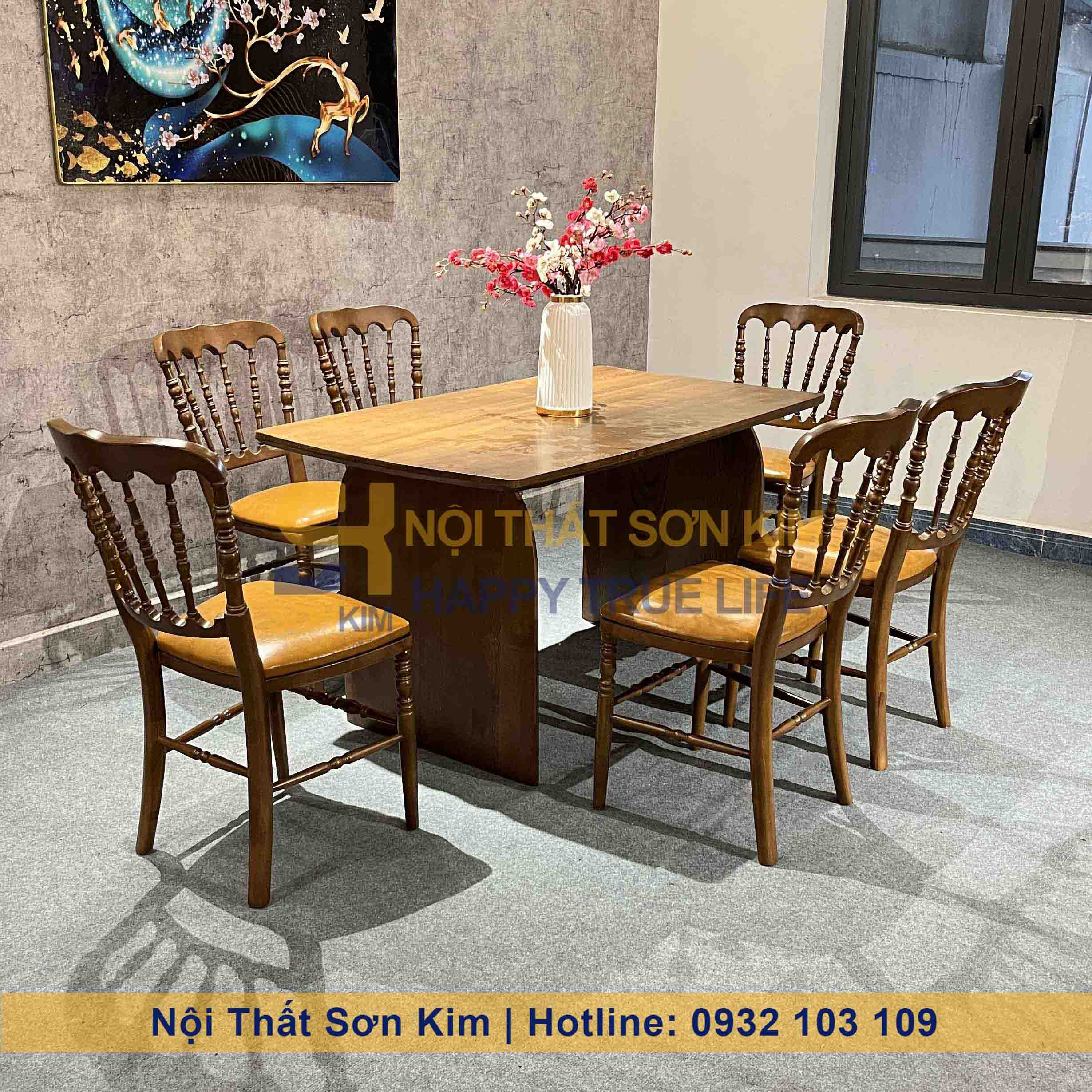Bàn Rustic Chân Trơn Ghế Napoleon BGC282