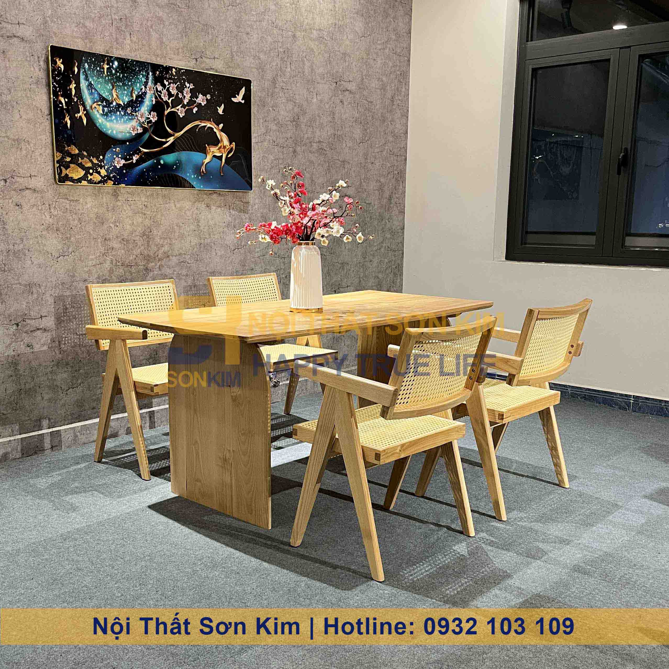 Bàn Rustic Chân Trơn - Ghế Vleg BGC268