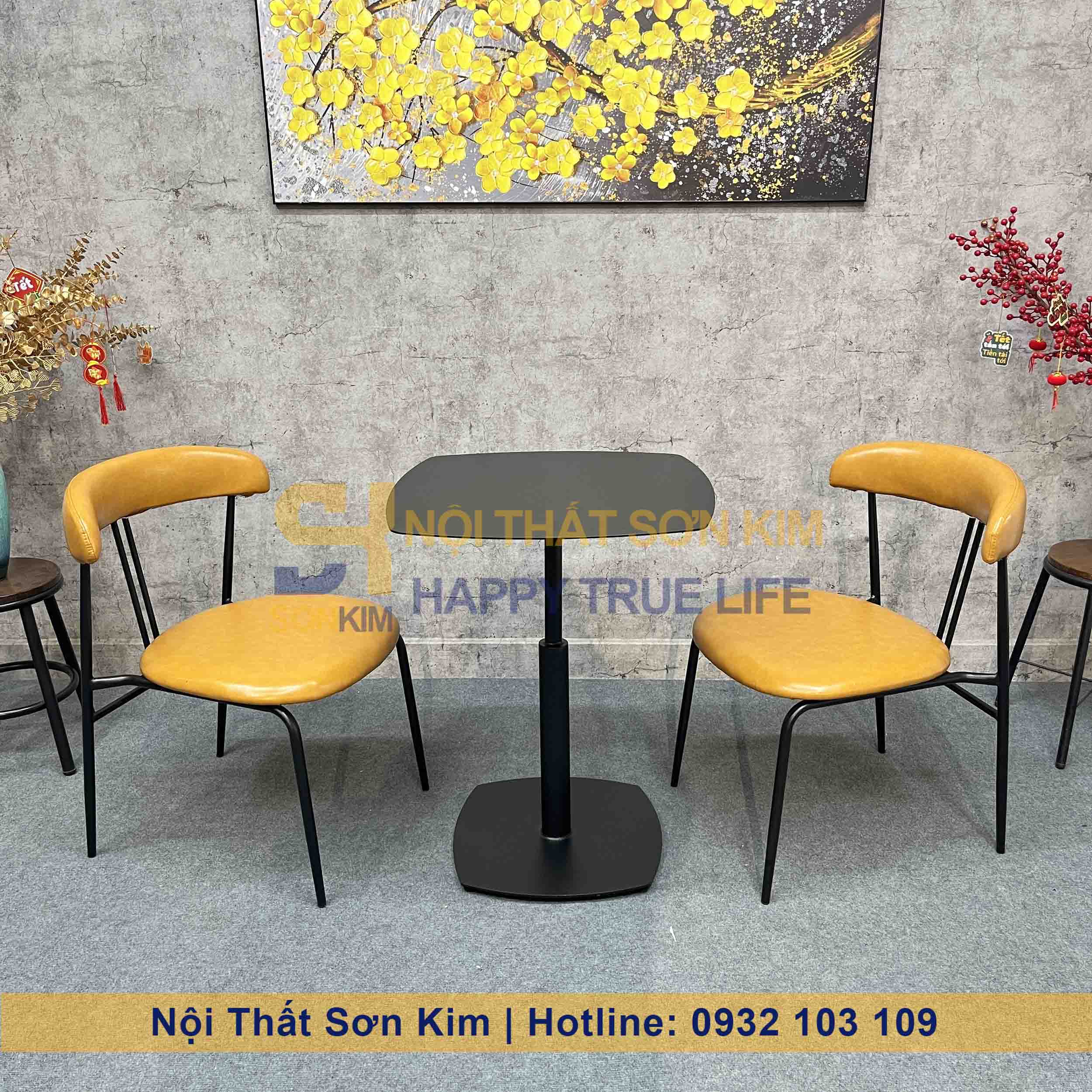 Bộ Bàn Ghế Café Violin Lưng Nệm Sơn Kim BGC289