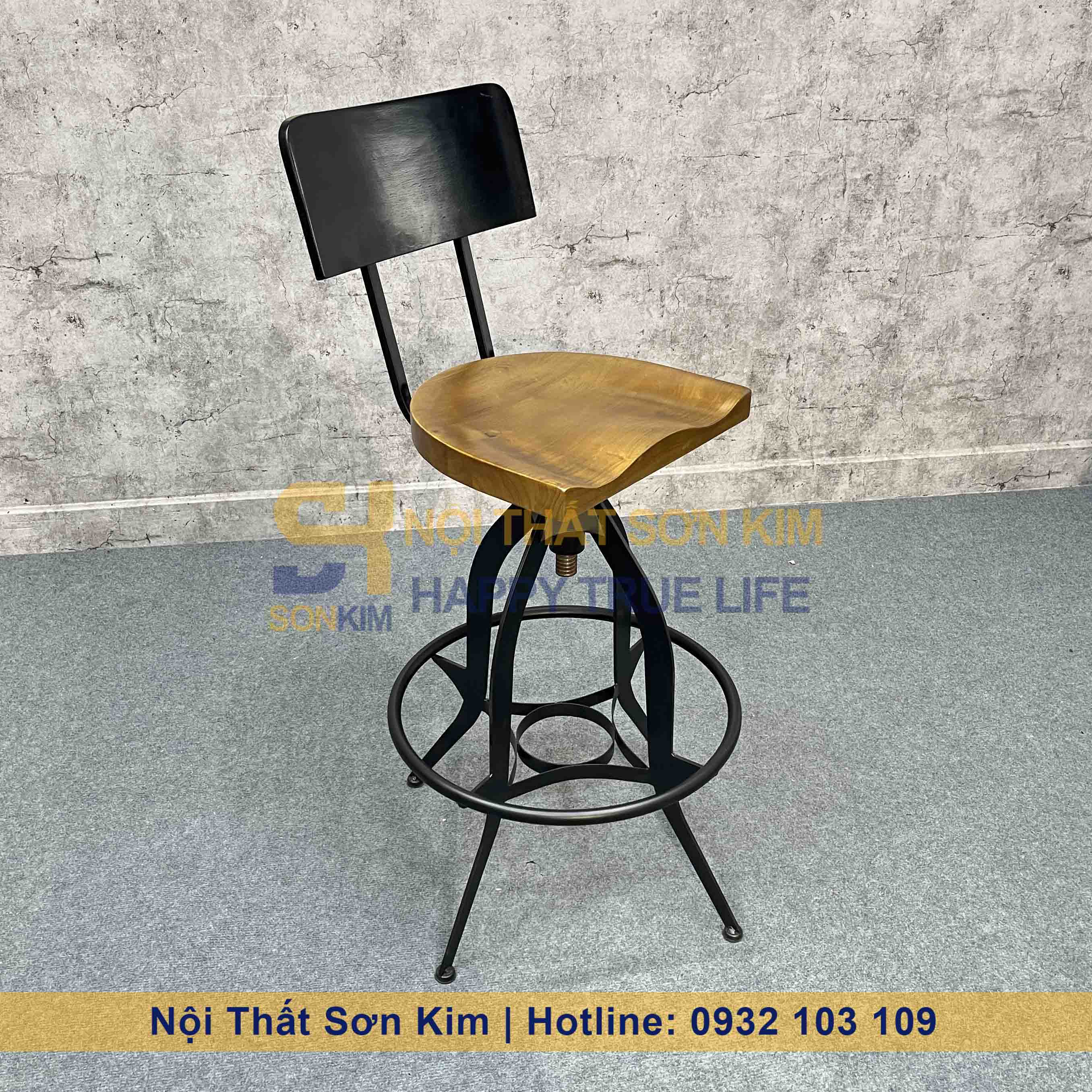 Ghế Bar Lưng Sắt Mặt Lòm GC176