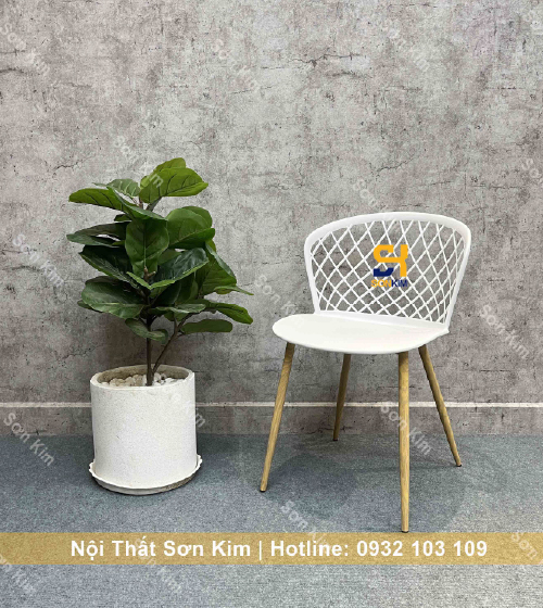 Ghế cafe GC115 mẫu ghế cà phê chân gỗ màu trắng đẹp