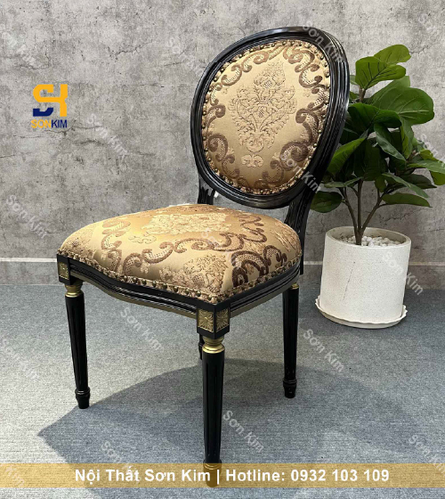 Ghế cafe GC120 ghế cà phê gỗ bọc nệm hoa văn phong cách cổ điển