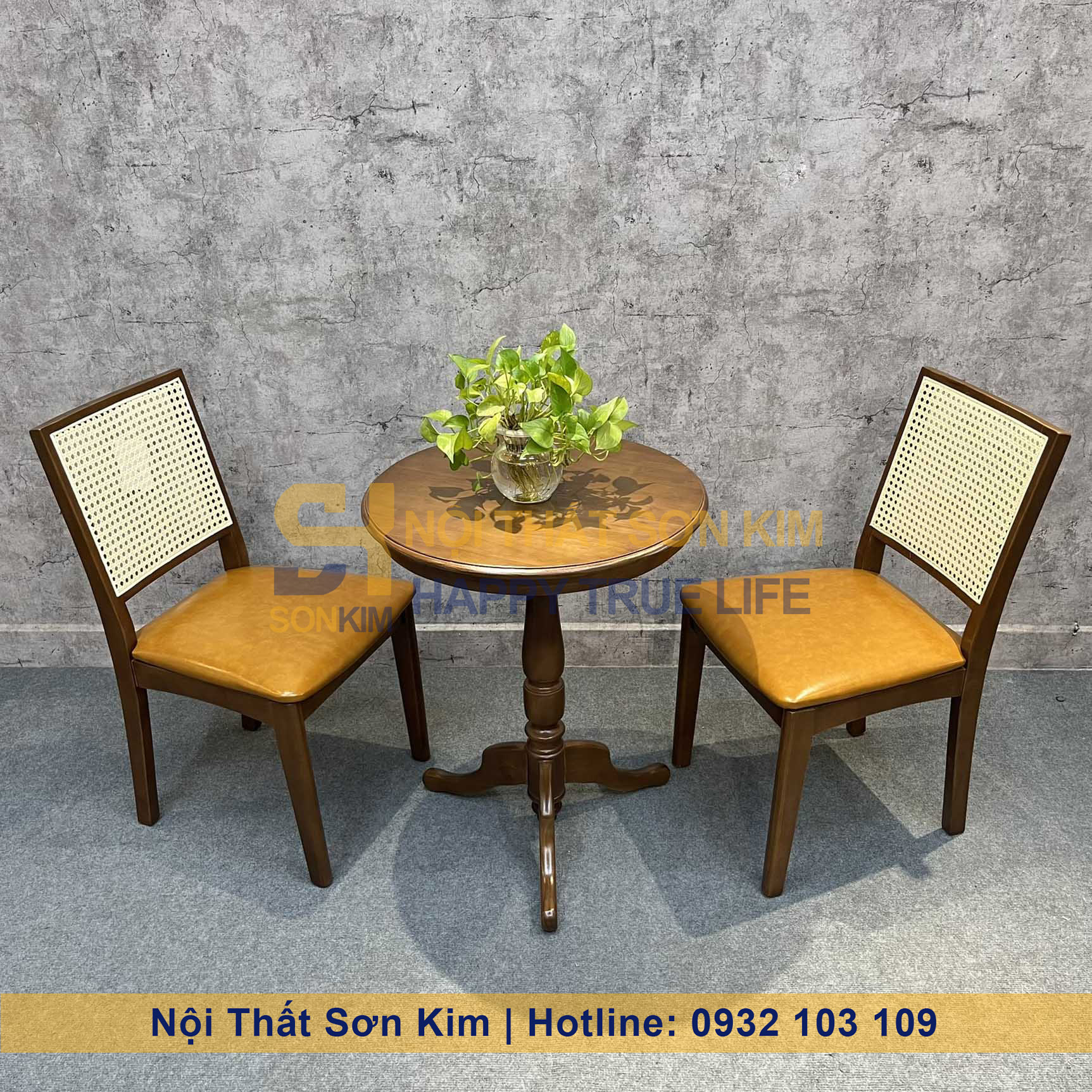 Ghế Mila Kêt Hợp Cùng Bàn Trụ Gỗ Cao Su BGC257
