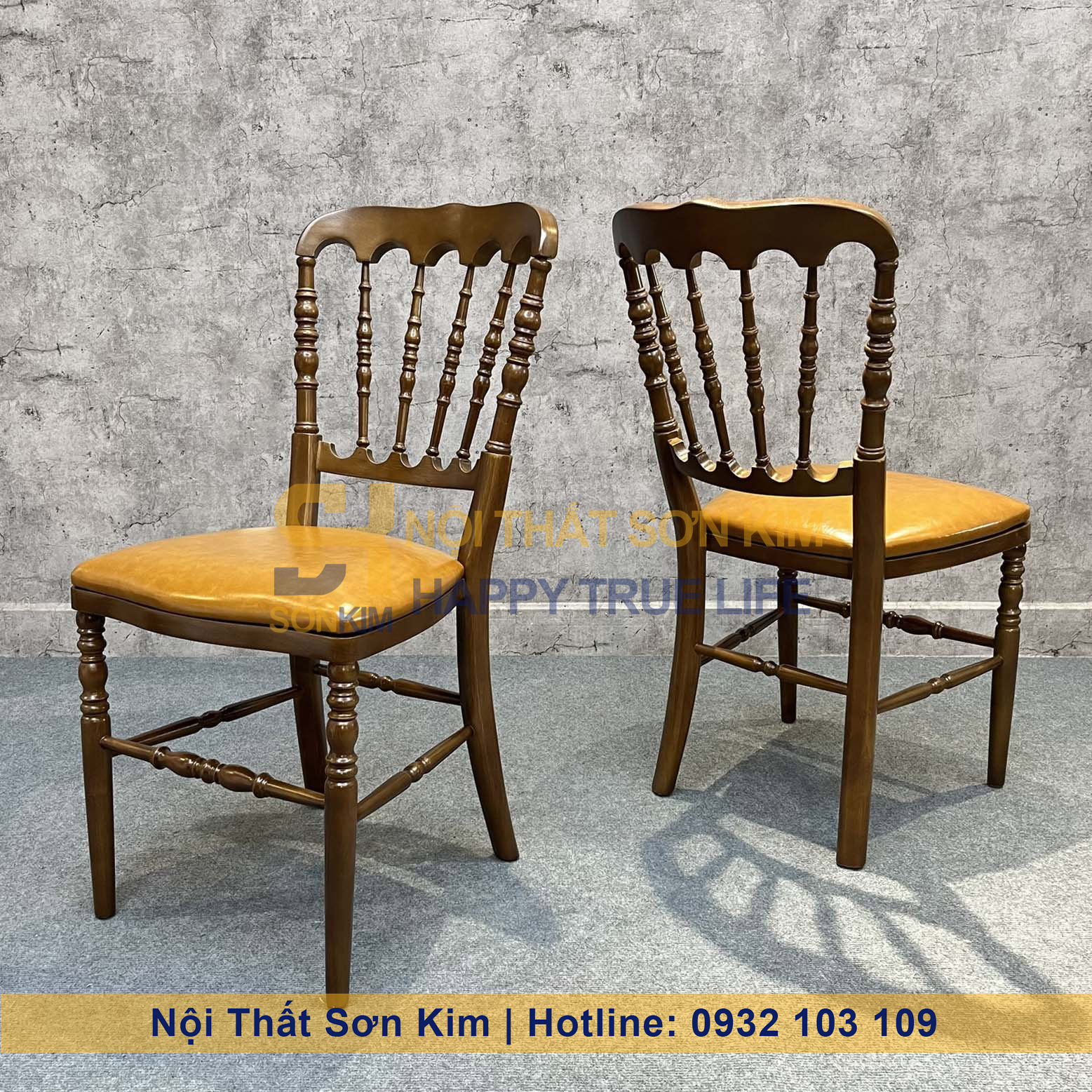 Ghế Napoleon Gỗ Cao Su Mới GC160