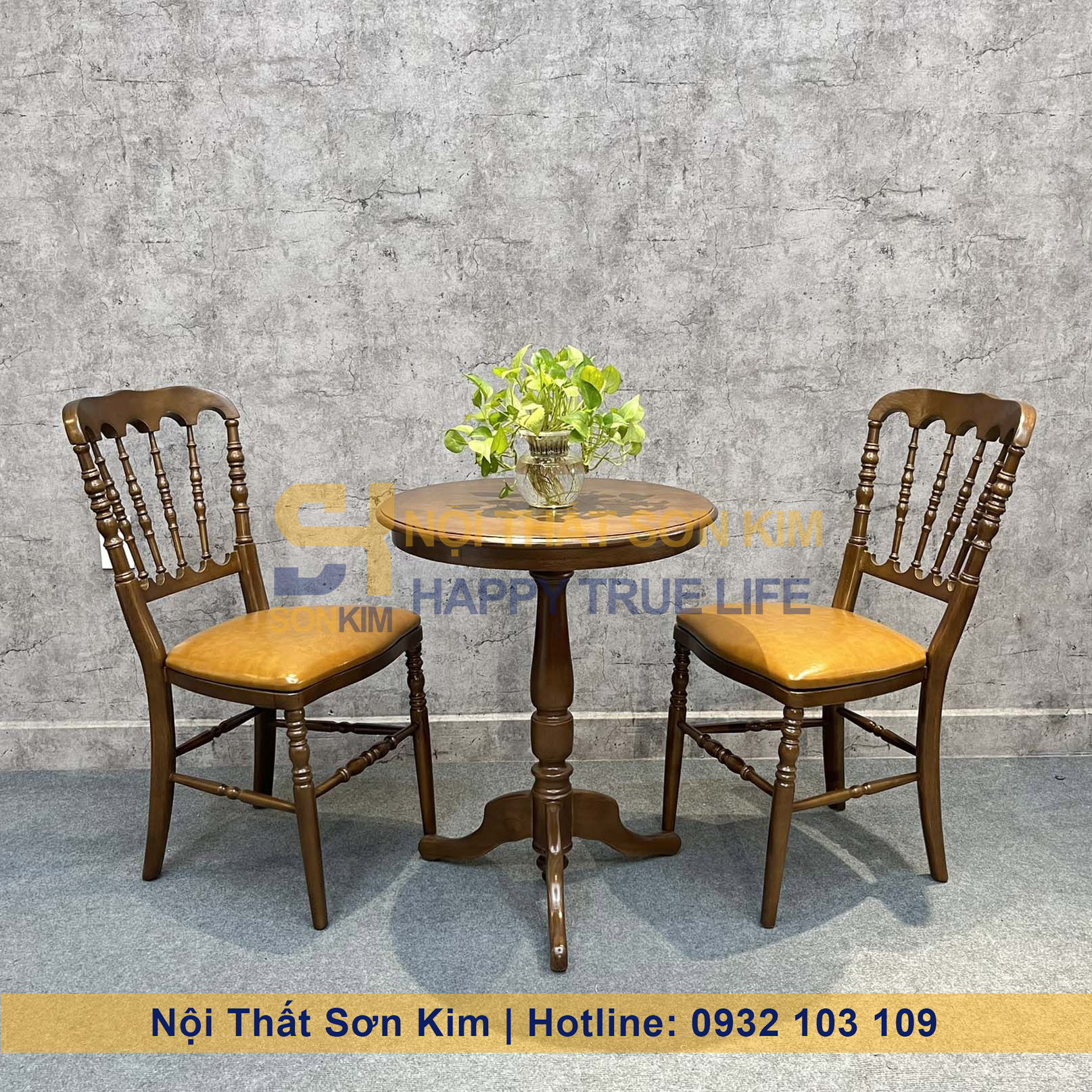 Ghế Napoleon Kêt Hợp Cùng Bàn Trụ Gỗ Cao Su BGC258