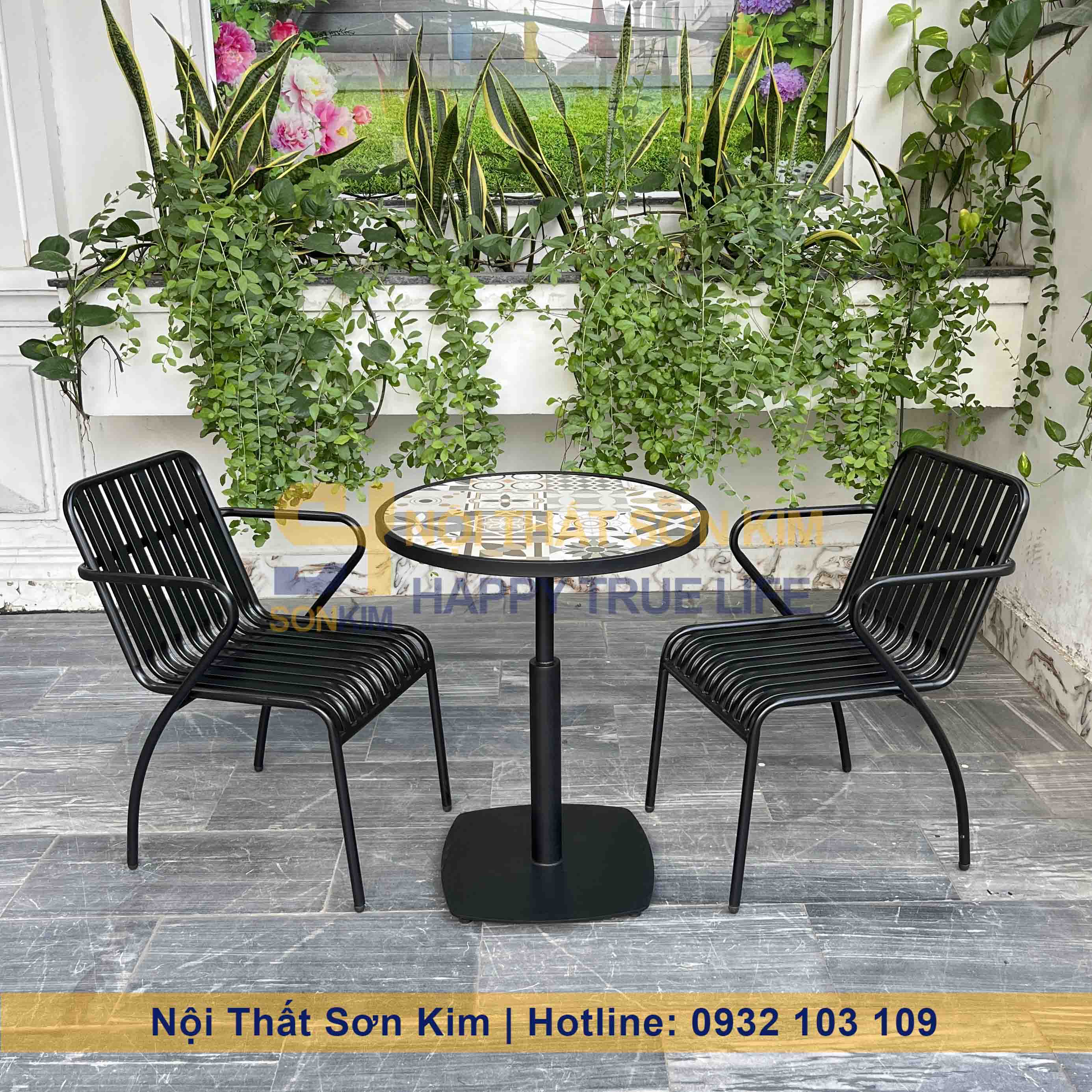 Ghế Sắt Thứ 7 với Bàn Café Ngoài Trời BGC274