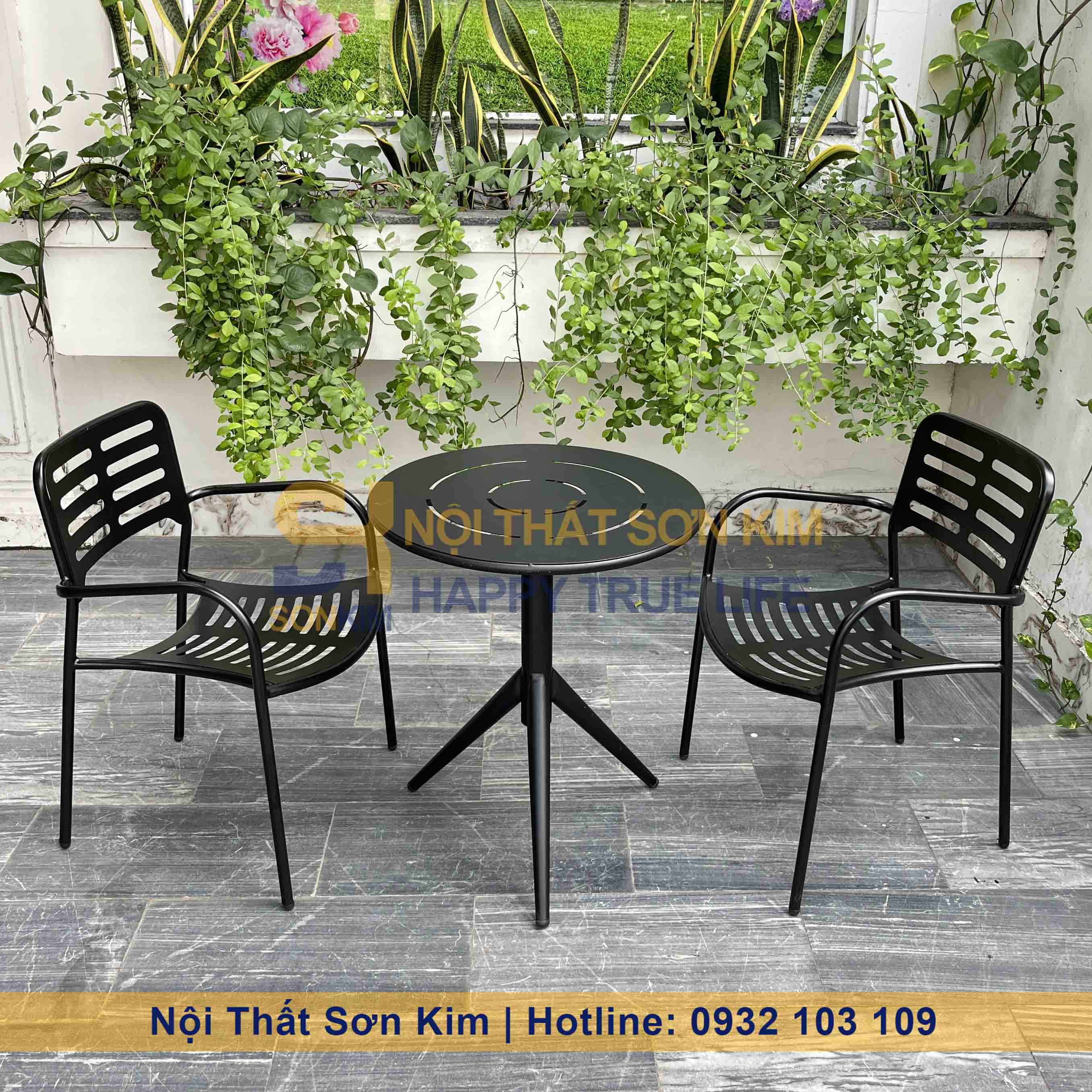 Ghế Sắt Xương Cá và Bàn Café Ngoài Trời BGC265