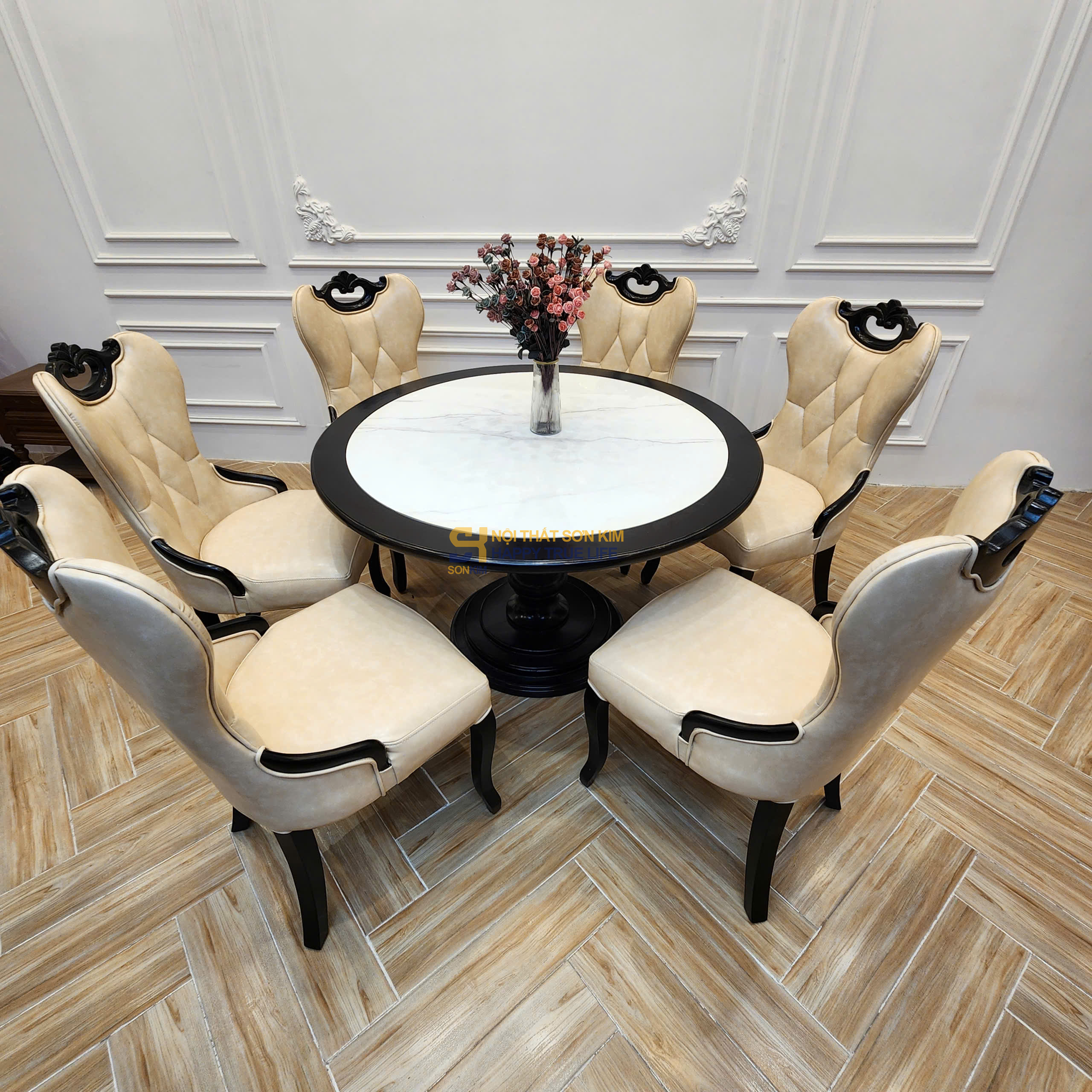 Bộ Bàn Tròn Imperial & 6 Ghế Soho – Sang Trọng Chuẩn Phòng VIP BGA 148